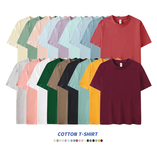 Streetwear Tshirt Pure Color High Quality Blank Custom Distressed Embroidery Round Neck Short Sleeve Heat Transfers for T-shirts