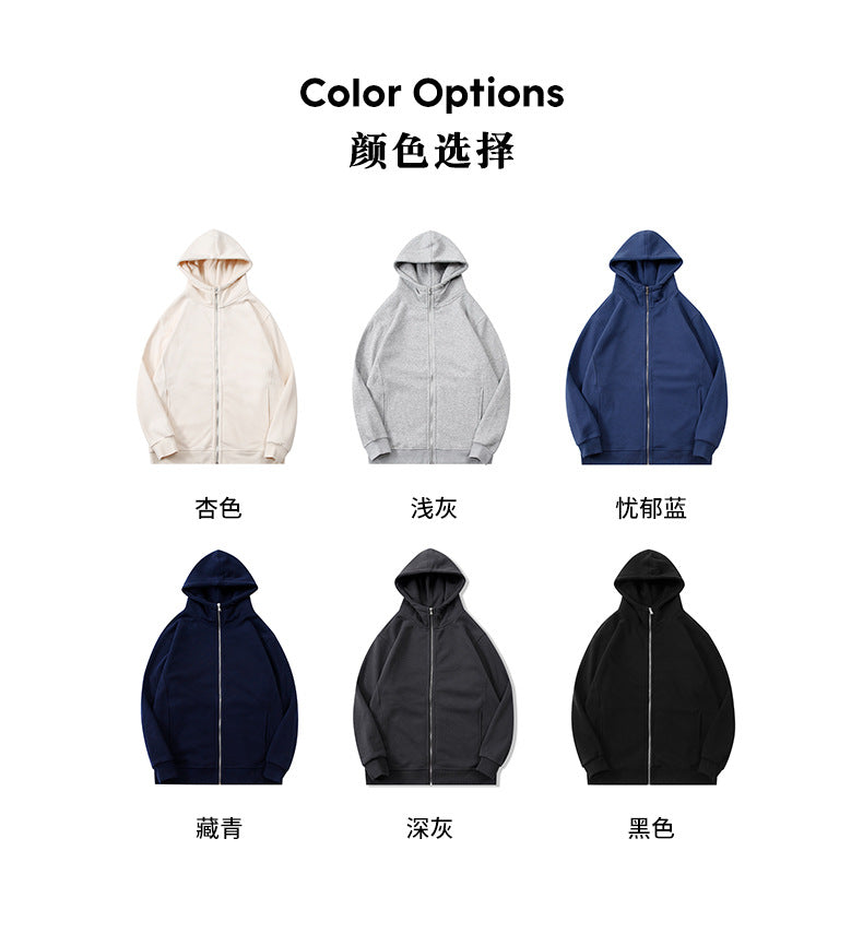 Custom Hoodies logo Wireless 400G Heavyweight Blank Full Zip High Quality Polar Fleece Printed Hoodies for Men