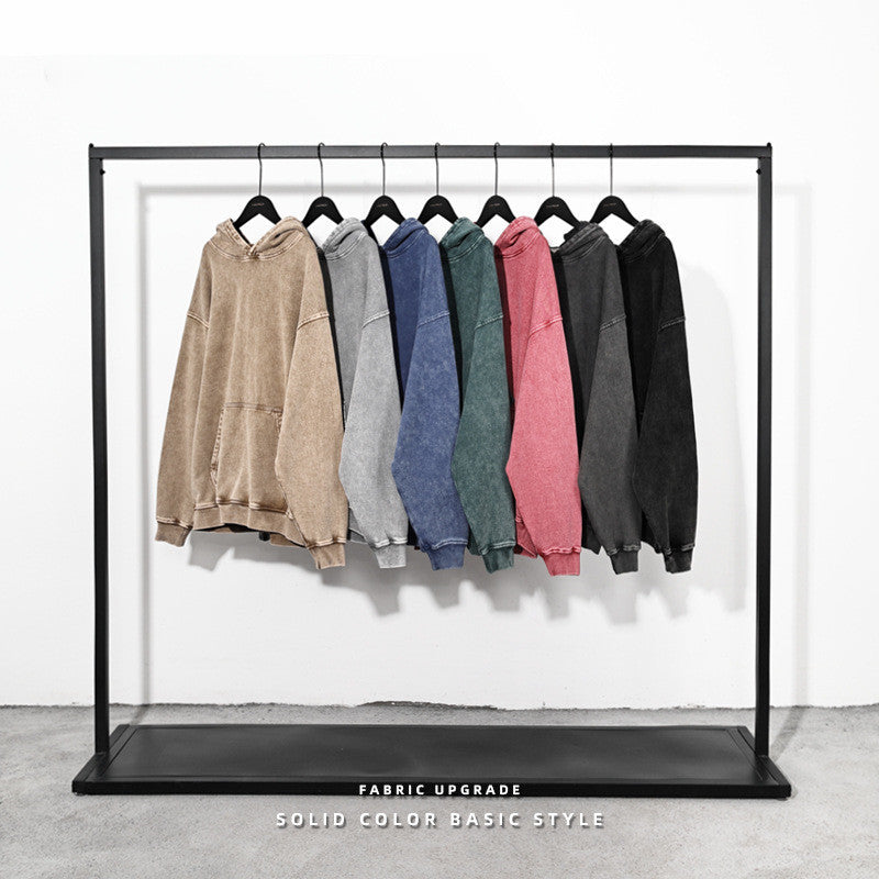 100% Cotton Vintage Washed Wholesale Heavyweight Loose Streetwear Wireless High Quality Custom logo Oversized Hoodie