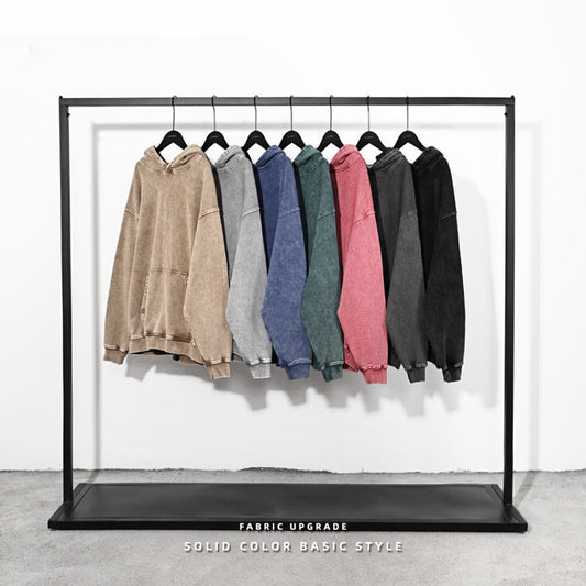 100% Cotton Vintage Washed Wholesale Heavyweight Loose Streetwear Wireless High Quality Custom logo Oversized Hoodie