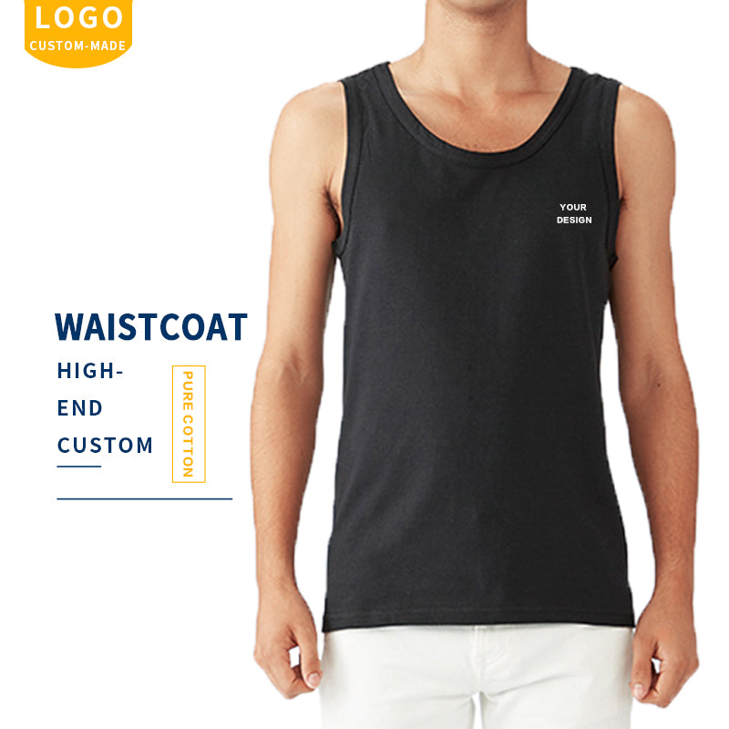 Wholesale Sleeveless Heavyweight Sublimation High Quality Black Fashion Streetwear Heat Transfers for T-shirts