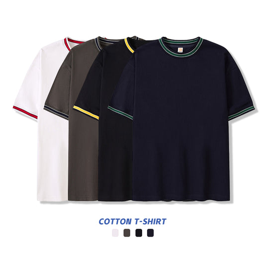 100% Cotton Drop Shoulder Loose High Quality Custom Distressed Embroidery Heavyweight Blank Round Neck T-shirts