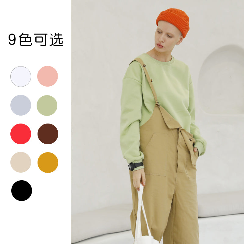 Round Neck Drop Shoulder Wholesale Streetwear Hoodies Fleece Loose Unisex High Quality Blank Pullover Fashion Puff Print Hoodie