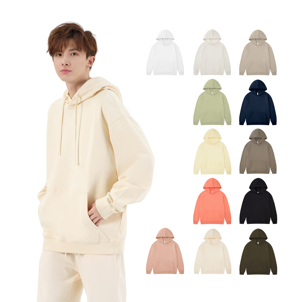 Heavy Cotton Custom French Terry Loose Oversized Drop Shoulder Streetwear Pure Color High Quality Pullover Wholesale Hoodies