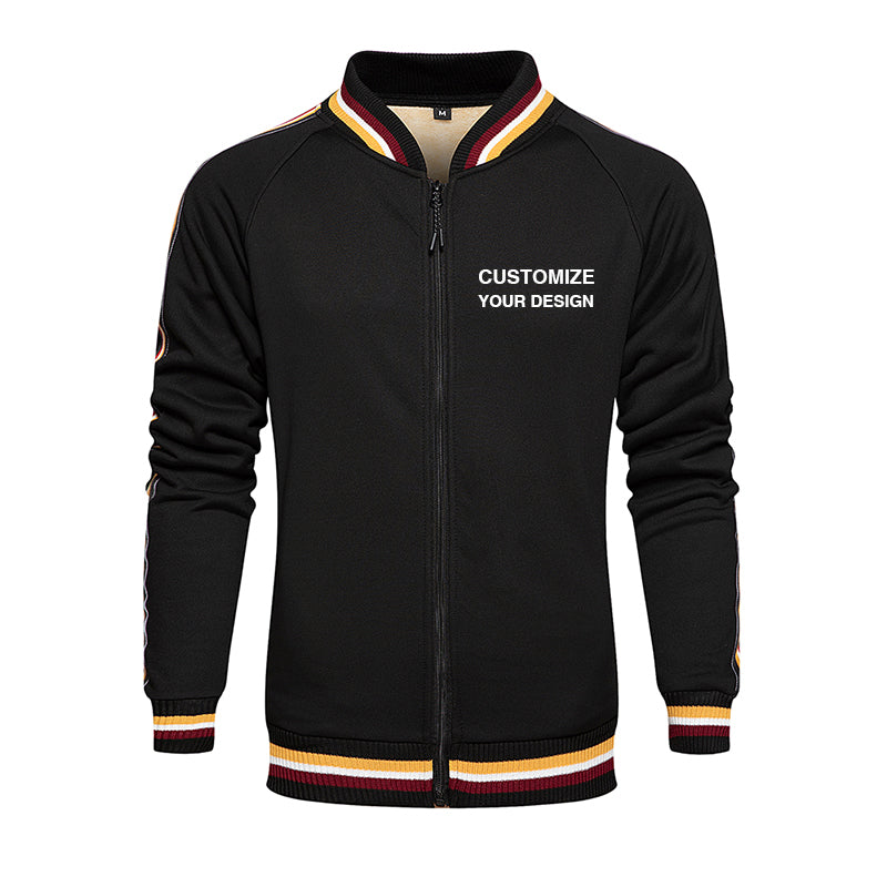 Blank Full Zip Polar Fleece Sublimation Stand Collar Stripes Streetwear Oversize High Quality Blank Custom logo Men's Hoodies