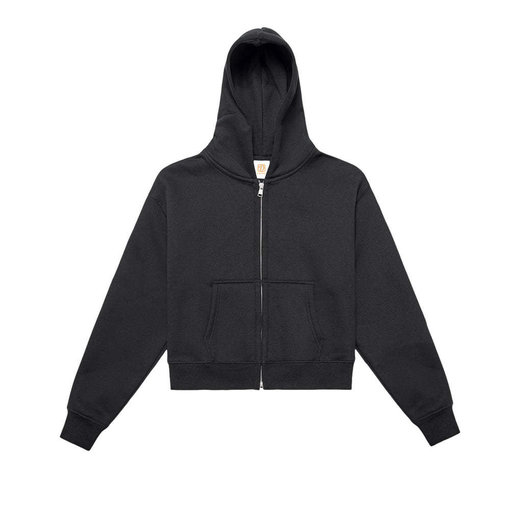Women's Hoodies Heavyweight Fashion Crop Top Short High Quality Sport Blank Pure Color Custom Zip up Fleece Drop Shoulder Hoodie