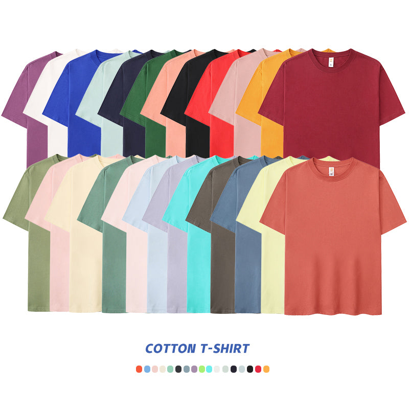 Wholesale Loose Heavyweight 100% Cotton Pure Color High Quality Custom Blank Round Neck Puff Print Personalized T-shirts for Men