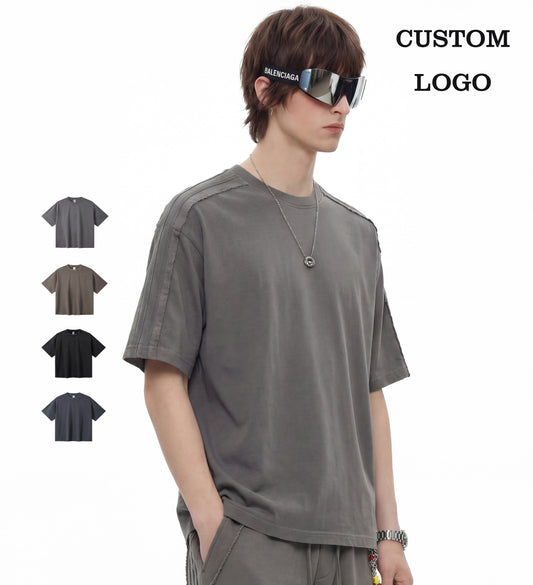 Custom Summer Short Sleeve T-shirt High Quality Design Factory Price 100% Cotton Washed Plain Round Neck Vintage Brand T-shirts