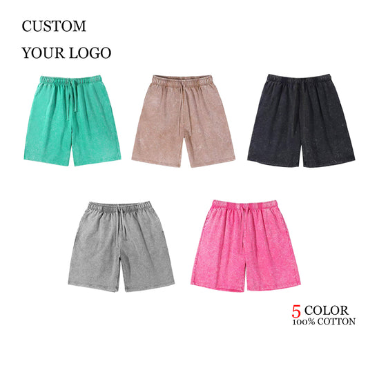 Men's Shorts Basci Black Custom logo New Fashion Design Summer 100% Cotton 260g Vintage Blank Streetwear Sport Wholesale Shorts