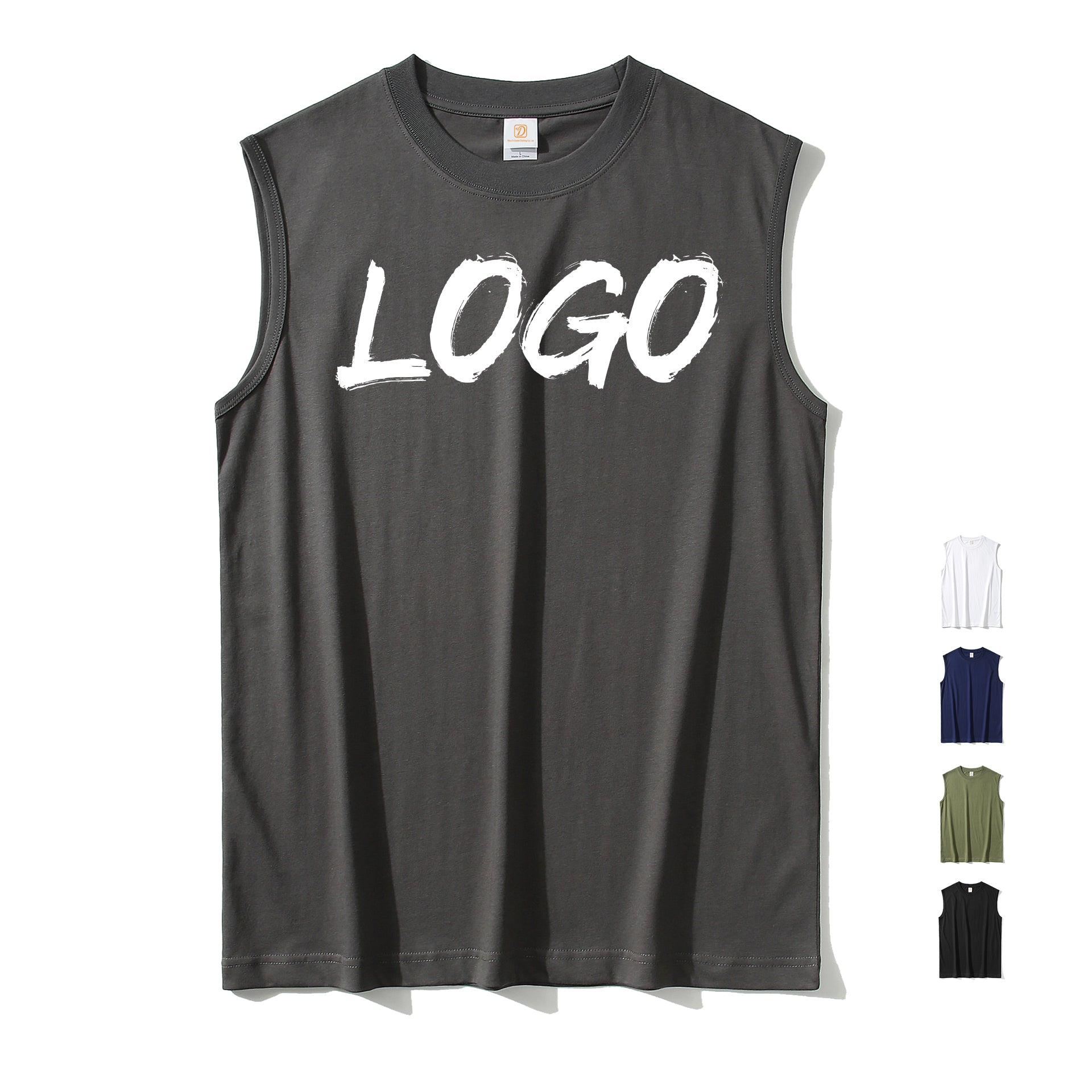 Hot Selling Men's T-shirts Sublimation 220G Heavy Cotton Sleeveless Pure Color Heavyweight Design t Shirt for Men High Quality