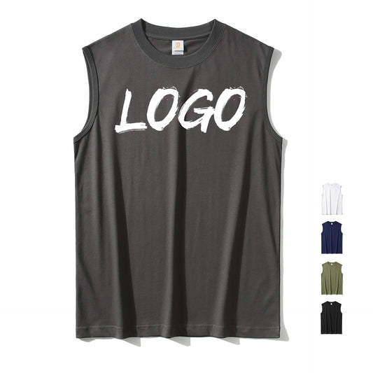 Hot Selling Men's T-shirts Sublimation 220G Heavy Cotton Sleeveless Pure Color Heavyweight Design t Shirt for Men High Quality