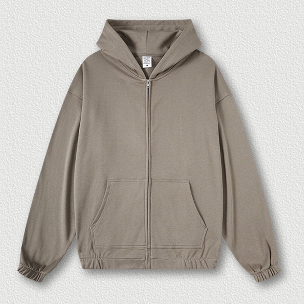 5 Color Oversized Plush Pullover with No Hat Zipper Closure No Collar Brushed Fleece Cuffs and Hem No Stitching Ribbed Design