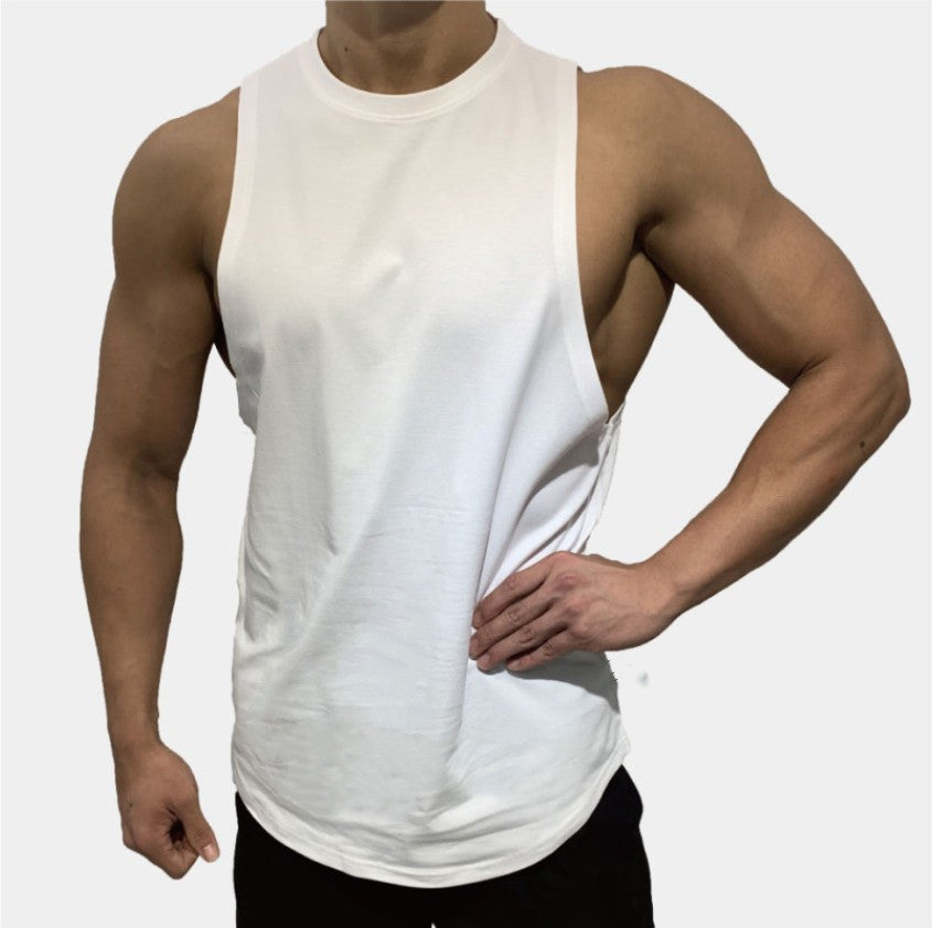 Custom T-shirt Logo Heavyweight Sleeveless Breathable Slitted Streetwear High Quality Sport Heavy Cotton T-shirt Men