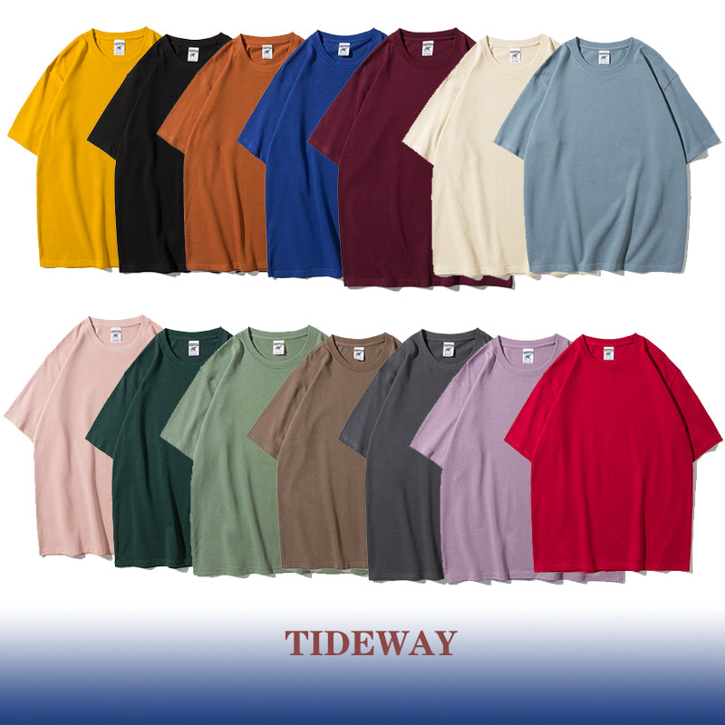 Custom T-shirt logo 100% CottonStreetwear Drop Shoulder High Quality Blank Pure Color Round Neck Heavyweight T shirts Wholesale