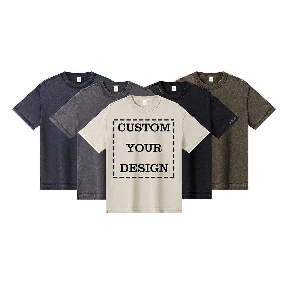 Wholesale 275g 100% Cotton T-shirt High Quality Pure Color Custom Design Heavyweight Screen Printing Embroidery T-shirts