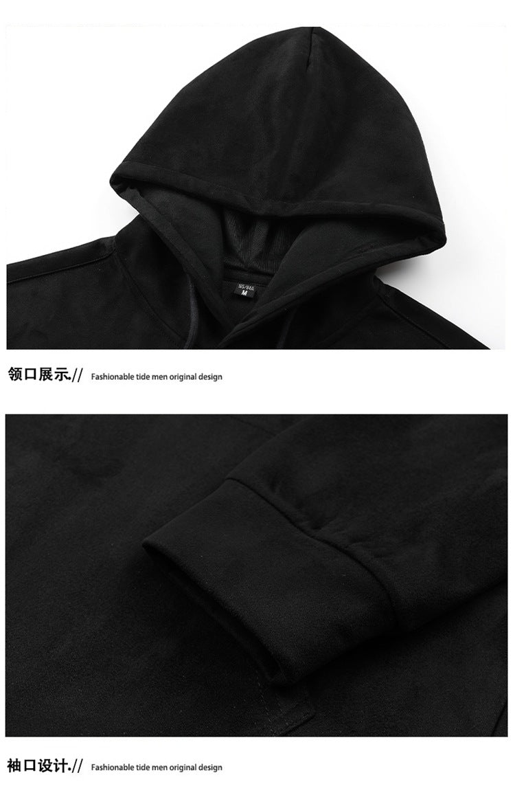 High Quality Manufacturers Drop Shoulder Fleece Custom Logo Streetwear Suede Black Thick Blank Heavyweight Hoodies & Sweatshirts