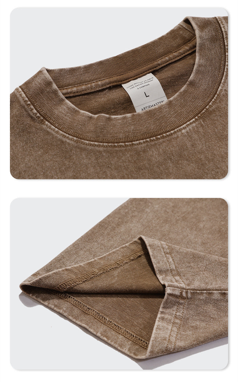 Streetwear Vintage Heavyweight Custom Blanks Acid Wash 100 Cotton Waxing Printing High Quality Drop Shoulder Wholesale t Shirts