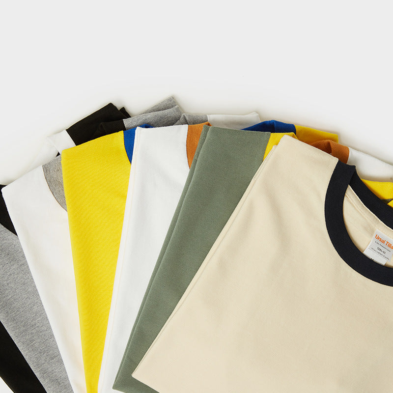 Customized t Shirts Wholesale 100% Cotton Streetwear Unisex High Quality Round Neck Contrast Color Patchwork Fashion T-shirt
