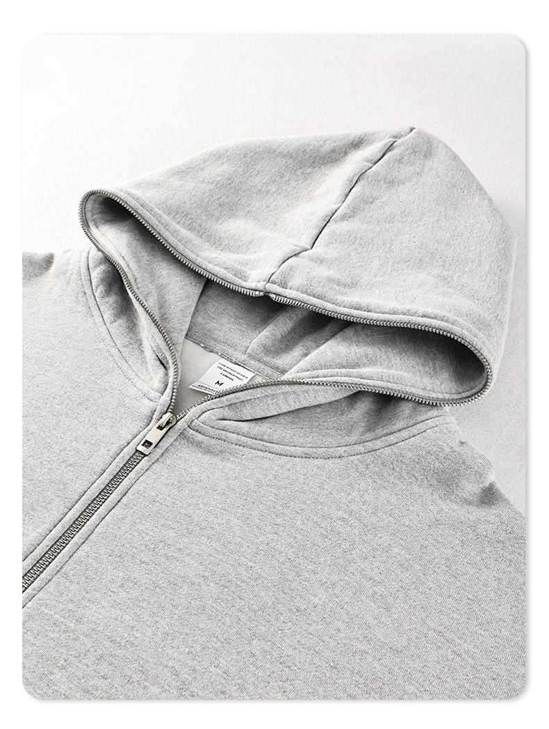 Wholesale Heavyweight Double-headed Zipper Streetwear High Quality Loose Oversized Drop Shoulder Fleece Fashion Hoodie