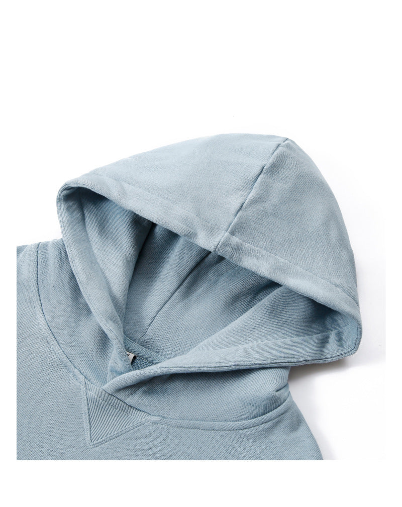 Wholesale  100% Cotton Sublimation Pullover Hoodies Loose Heavyweight Oversized Black Side Pocket Streetwear Wireless Fashion Hoodies