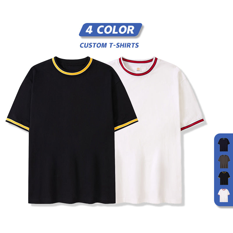 100% Cotton Drop Shoulder Loose High Quality Custom Distressed Embroidery Heavyweight Blank Round Neck T-shirts