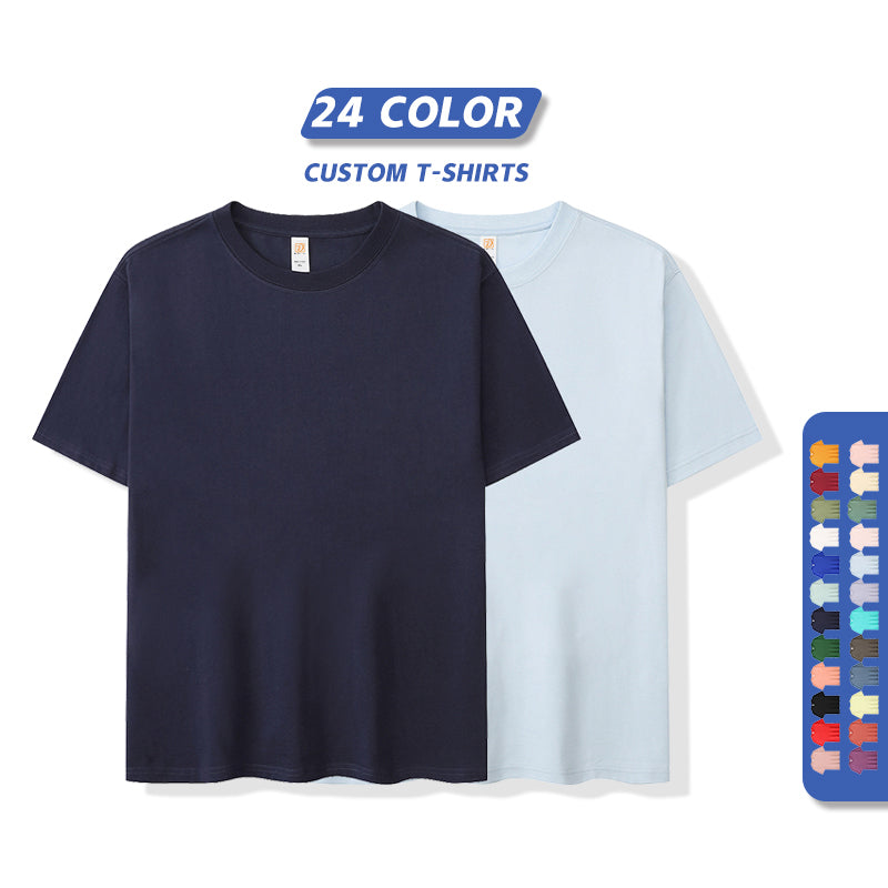 Wholesale Loose Heavyweight 100% Cotton Pure Color High Quality Custom Blank Round Neck Puff Print Personalized T-shirts for Men