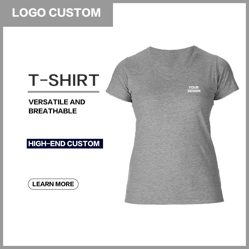 Wholesale Pure Color 100% Cotton V-Neck Distressed Embroidered Sublimation Short Sleeve Custom t Shirts Printing