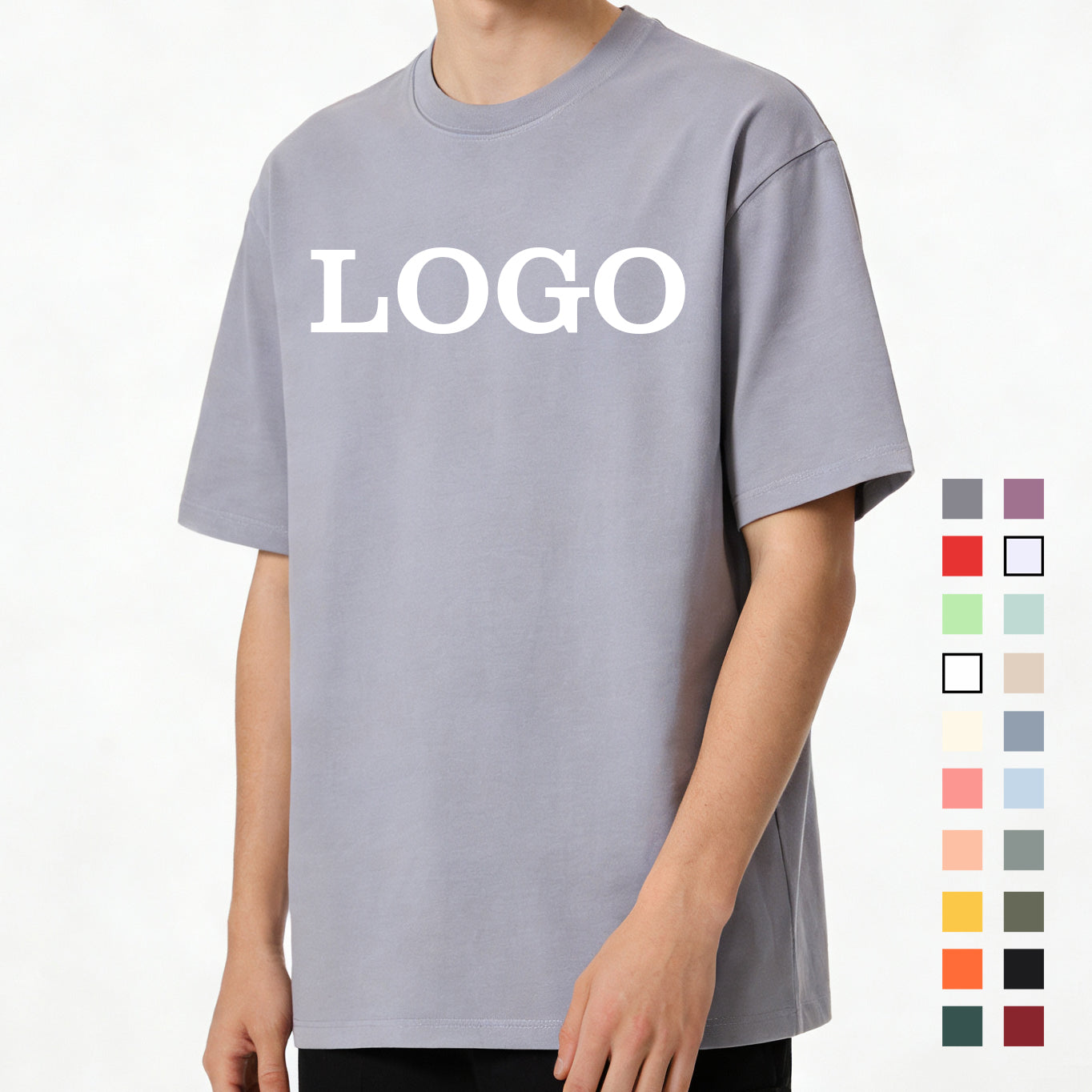 100% Cotton Drop Shoulder Tshirt Custom High Quality Blank Pure Color Streetwear Heavyweight O-neck Plain Men's T-shirts