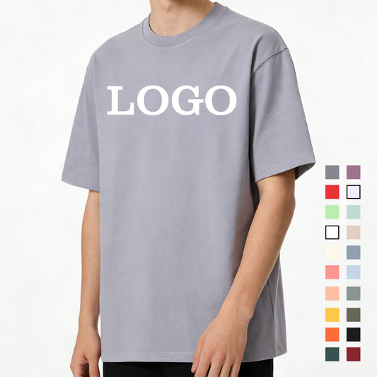 100% Cotton Drop Shoulder Tshirt Custom High Quality Blank Pure Color Streetwear Heavyweight O-neck Plain Men's T-shirts