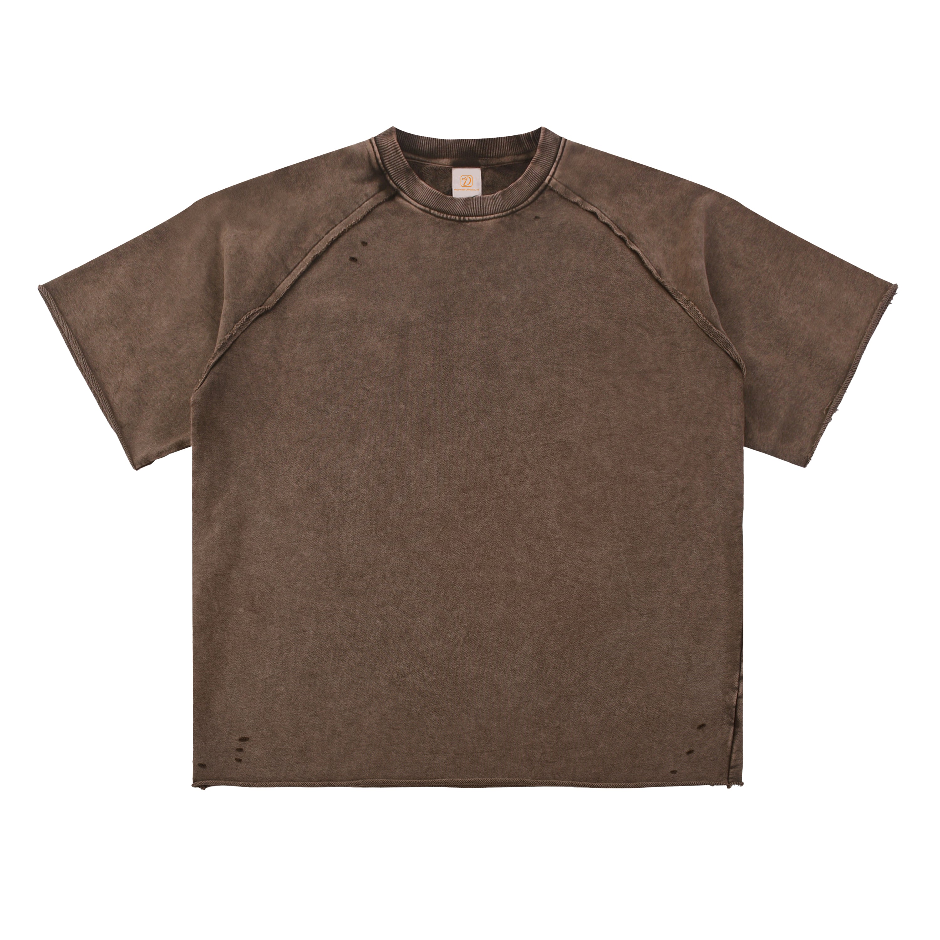 Ralgan Sleeve T-shirt Heavyweight 100% Cotton Broken Design Custom Patchwork High Quality Summer Heat Transfers for T-shirts