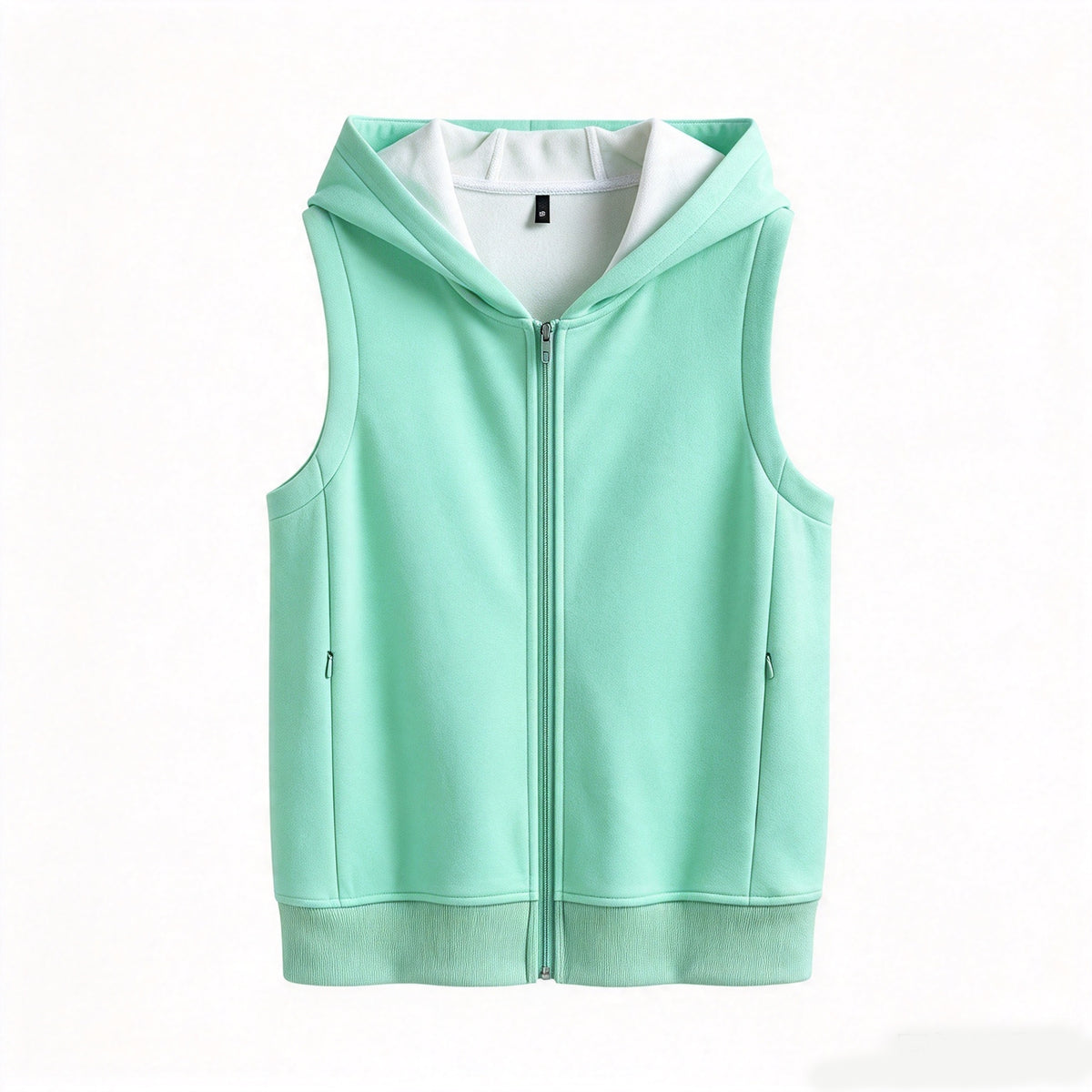 Three Color Silver fox Fur Sleeveless Zipper Pullover Hoodie Can Design Patterns for You for Free High Quality Short Hoodie