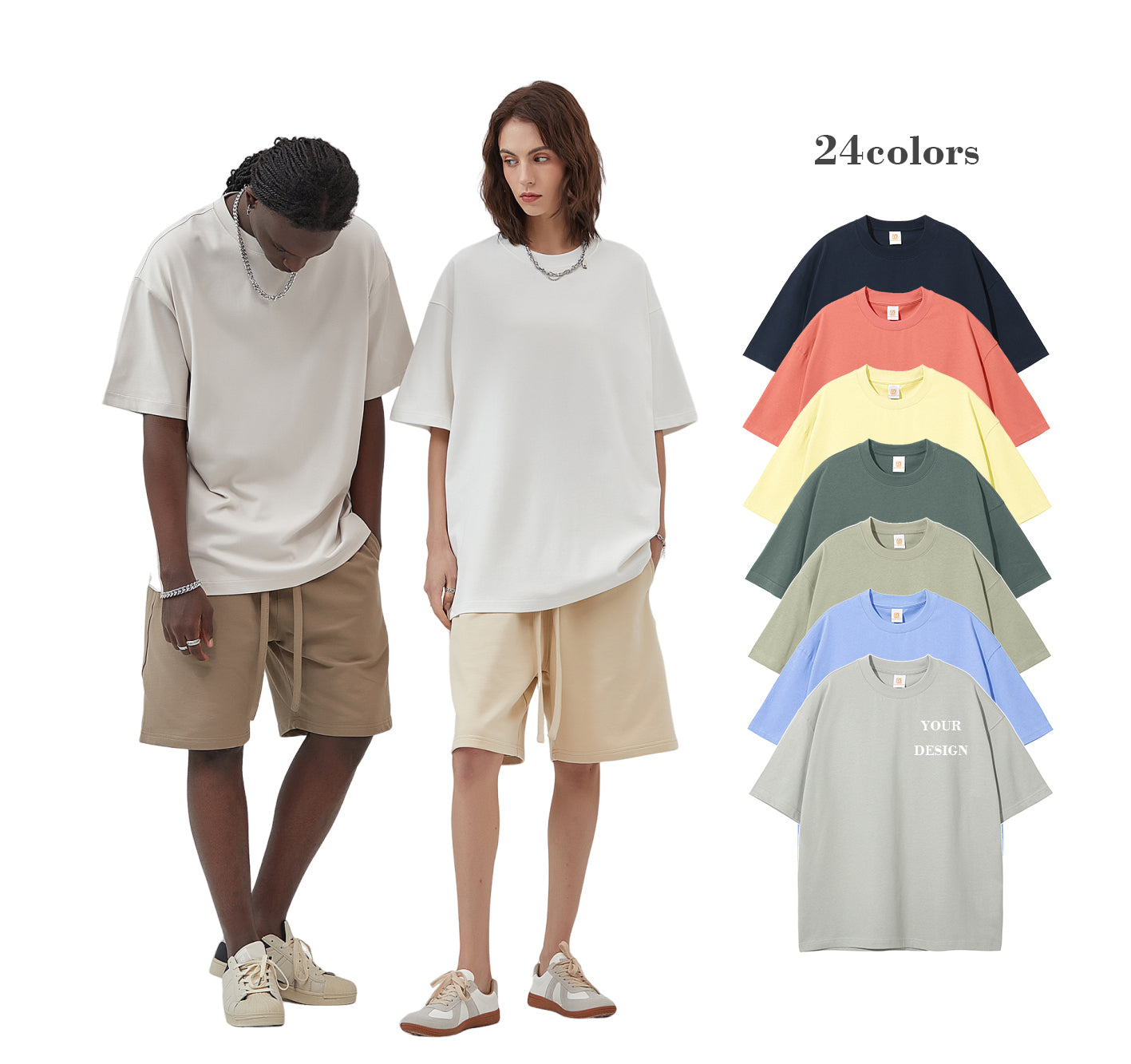 High Quality 100% Cotton Loose Short Pure Color Sublimation Streetwear Puff Print Drop Shoulder Heat Transfers for T-shirts