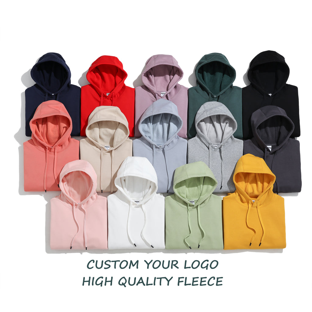 350G Heavyweight Blank Pullover Polar Fleece Streetwear Custom Puff Print Drop Shoulder Winter Hoodie