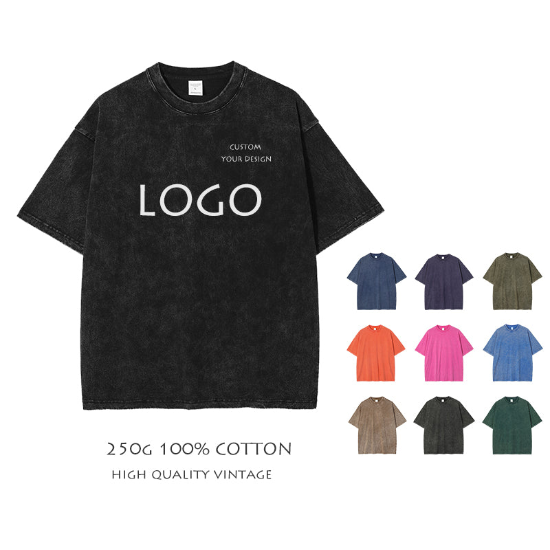 Streetwear Vintage Heavyweight Custom Blanks Acid Wash 100 Cotton Waxing Printing High Quality Drop Shoulder Wholesale t Shirts