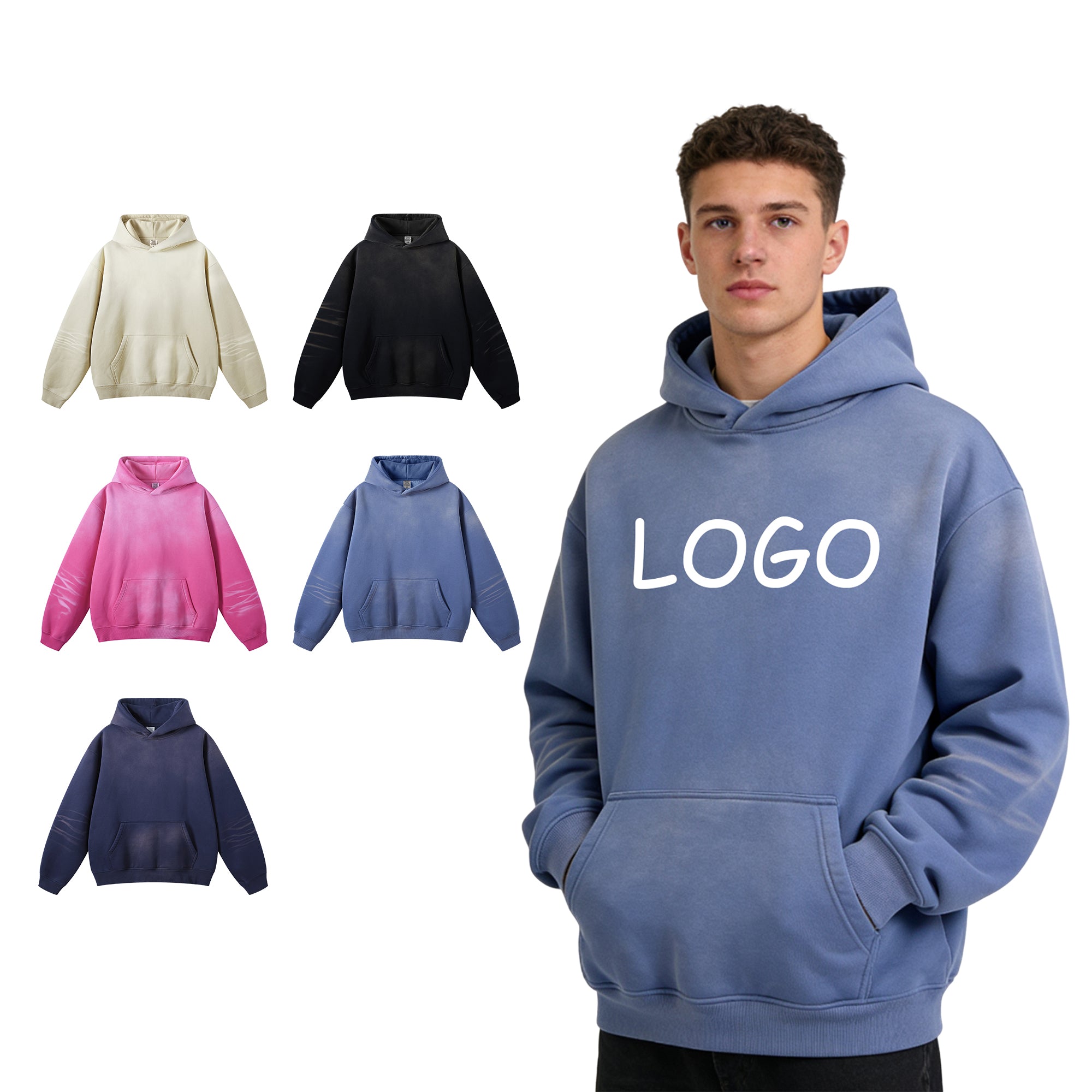 Manufacturer Hoodies Custom Fleece Vintage Washed High Quality Tie Dye Fashion Winter Wholesale Hoodies for Men