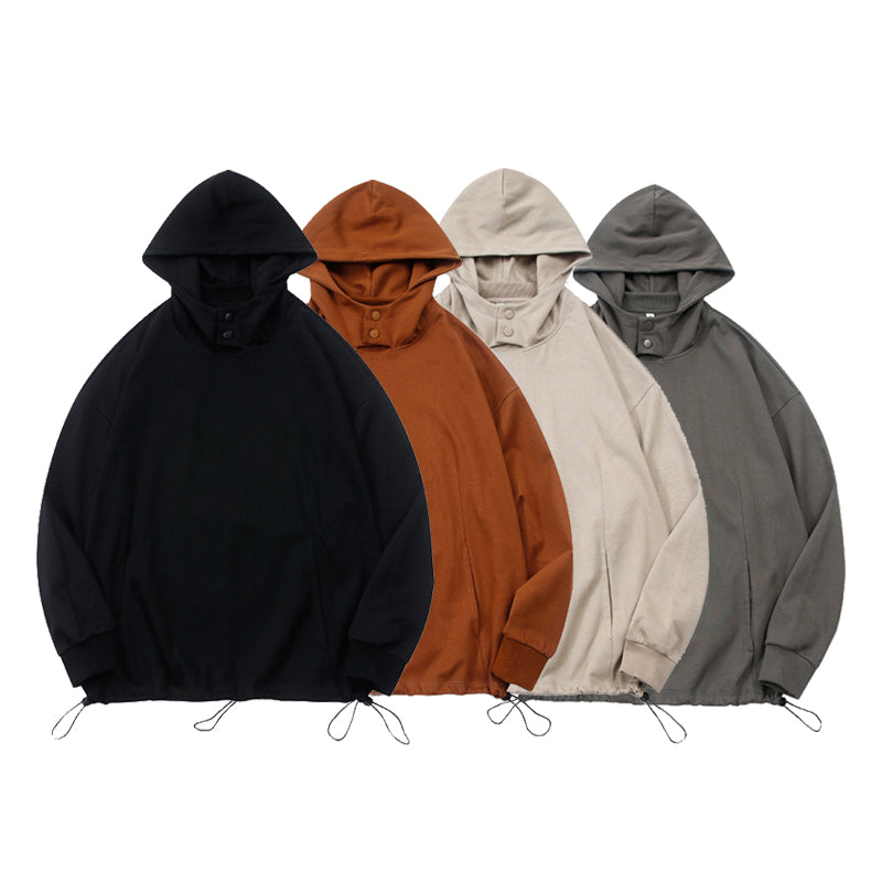 Streetwear High Quality Oversized Windproof Cap Pocket Heavyweight Polyester and Cotton Black Distressed Embroidery Hoodies