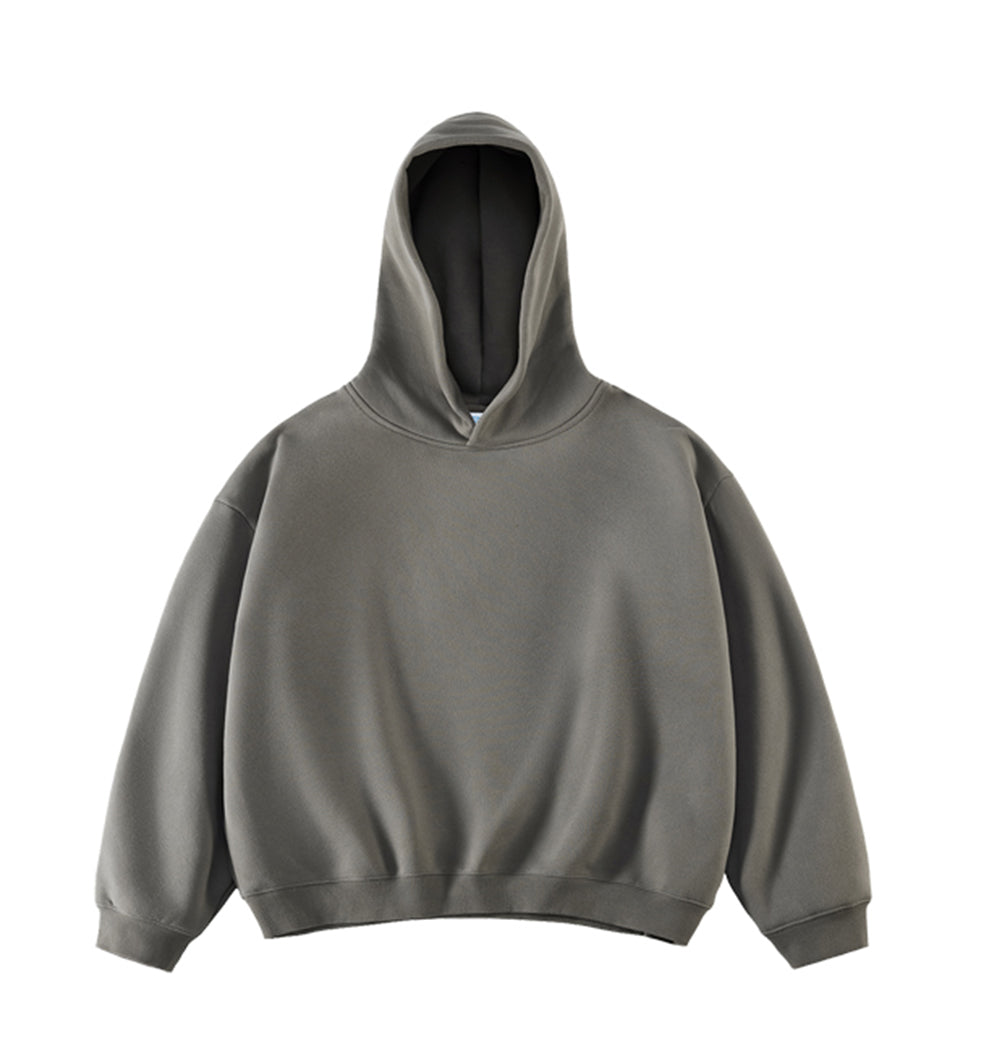 Hoodie for Men Boxy Shaped Short and Wide Heavyweight Fleece Pullover Without Pockets You Can Customize Your Favorite Pattern