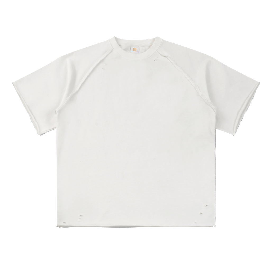 Ralgan Sleeve T-shirt Heavyweight 100% Cotton Broken Design Custom Patchwork High Quality Summer Heat Transfers for T-shirts