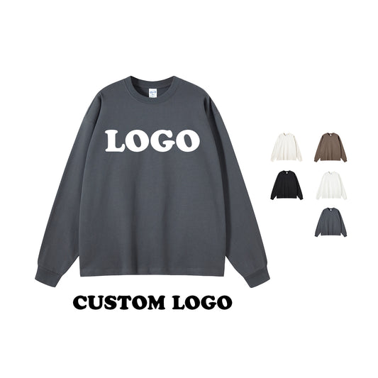 Heavyweight T-shirt Drop Shoulder Custom High Quality Blank Long Sleeve Heavy Cotton Distressed Embroidery Streetwear Tshirt