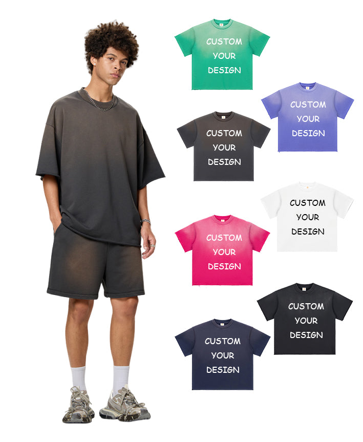 Customized t Shirts Streetwear Acid Wash Blank Heavyweight Vintage Drop Shoulder High Quality Mens T-shirt Printed