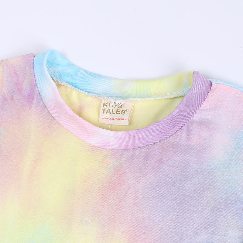 Custom Tshirts logo Multicolored Heavy Cotton Tie-dye Stretch High Quality Unisex Sublimation Children's T-shirt