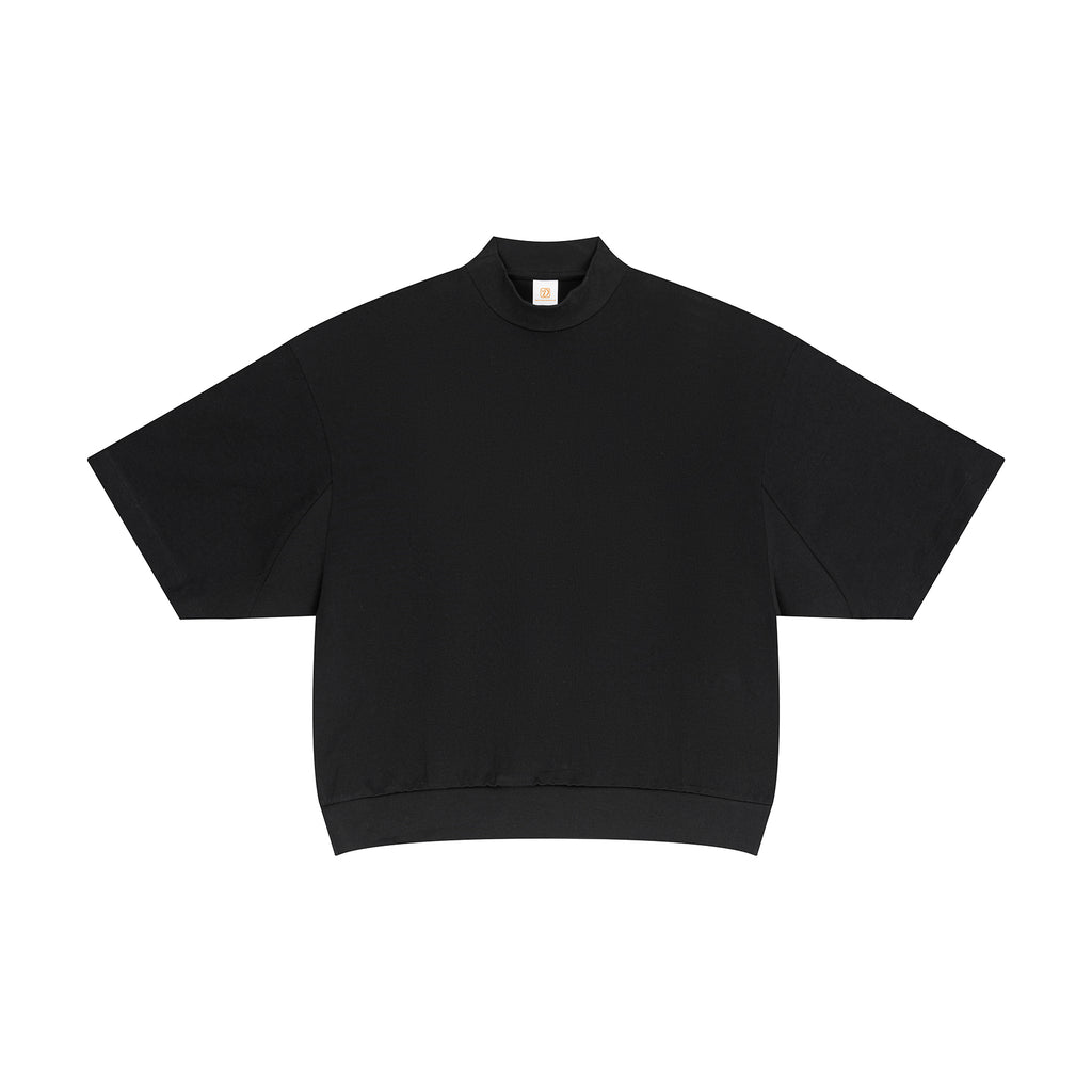 Boxy High Quality T-shirt Streetwear Drop Shoulder Mock Neck Custom Pure Color Heavy Cotton Fashion Design Men's T-shirts
