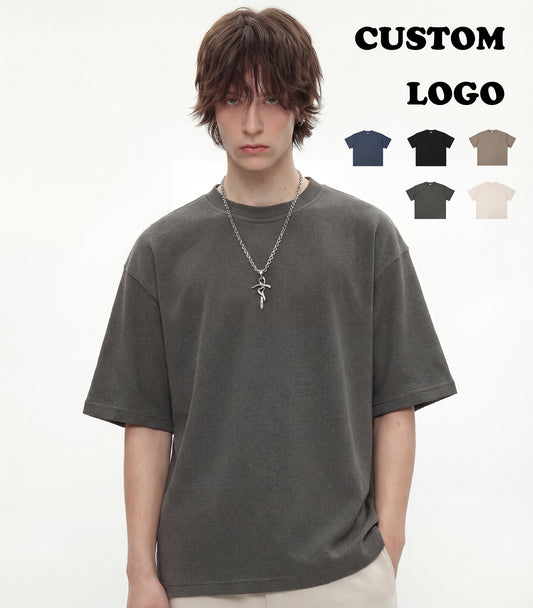 Custom logo T-shirt Heavyweight Short Sleeve Summer Embroidery logo High Quality Design Streetwear Personalized Men's T-shirts