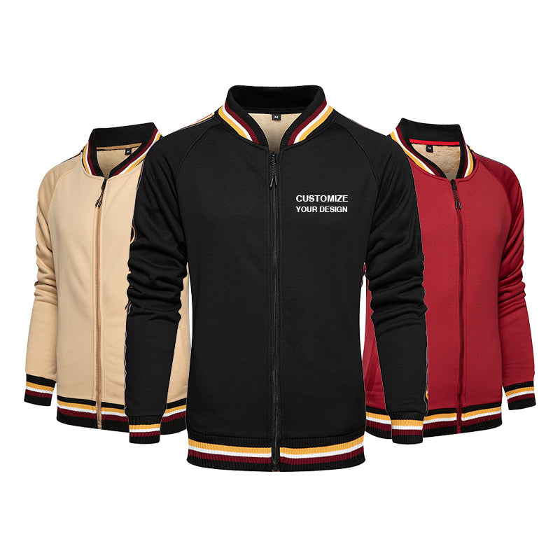 Blank Full Zip Polar Fleece Sublimation Stand Collar Stripes Streetwear Oversize High Quality Blank Custom logo Men's Hoodies