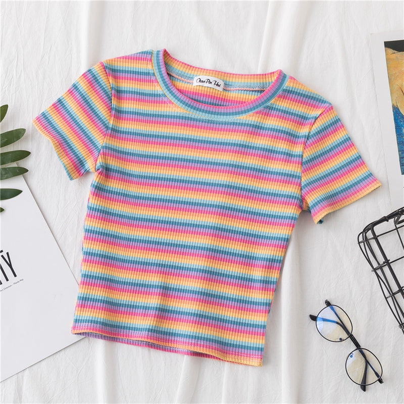 Oem Customizable Love logo Blanks American Dark Style Crop Top Tshirt Puff Print Drop Shoulder Style Summer Casual Fashion