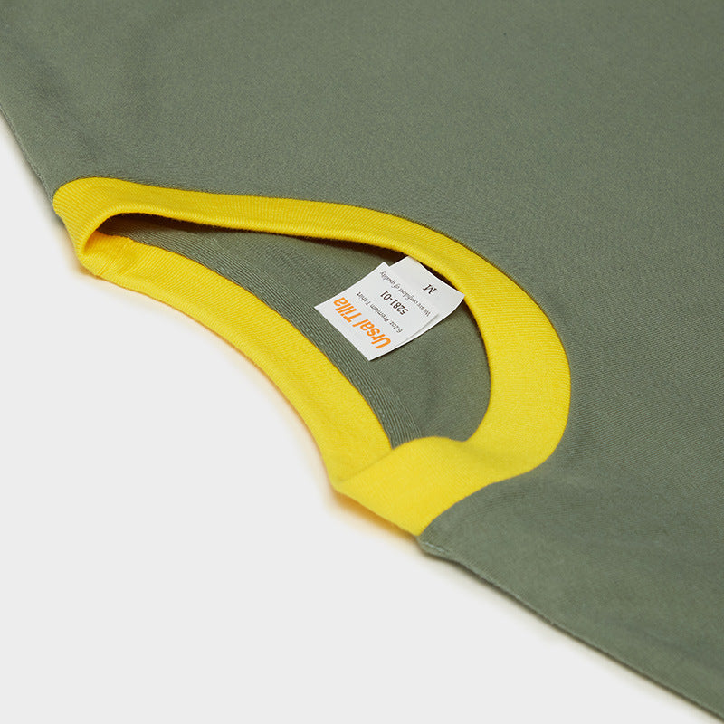 Customized t Shirts Wholesale 100% Cotton Streetwear Unisex High Quality Round Neck Contrast Color Patchwork Fashion T-shirt