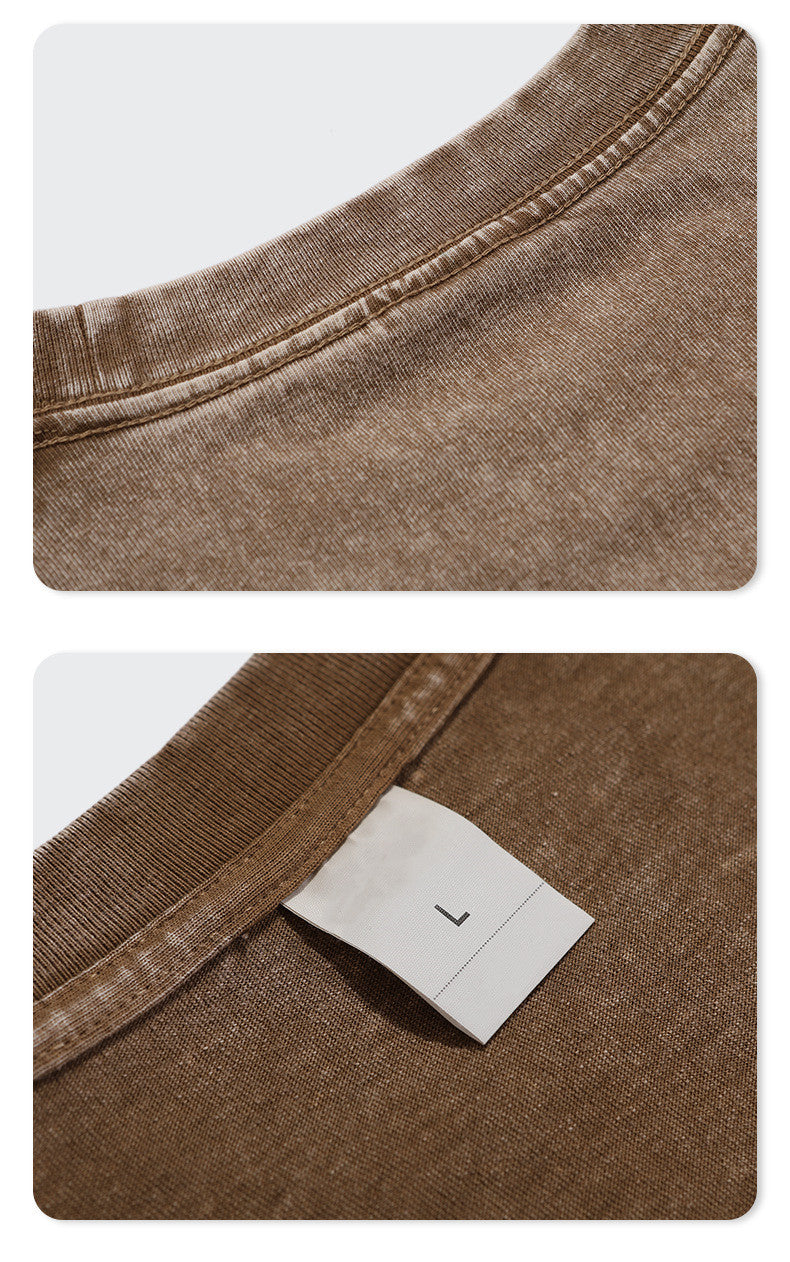 Streetwear Vintage Heavyweight Custom Blanks Acid Wash 100 Cotton Waxing Printing High Quality Drop Shoulder Wholesale t Shirts