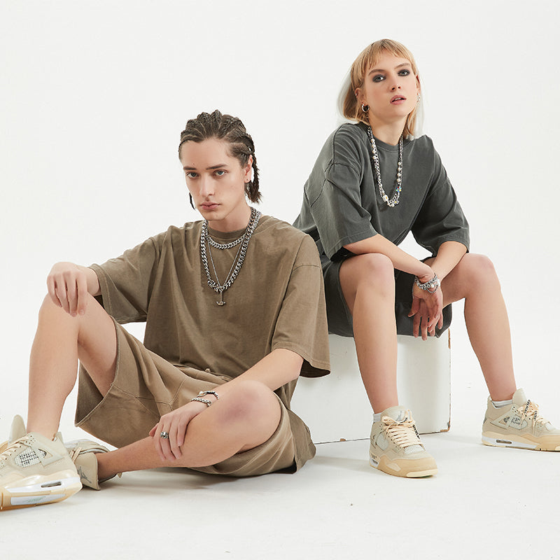 Oversized Vintage 100% Cotton Blank High Quality Custom Round Neck Pure Color Streetwear Personalized Heat Transfers for T-shirts