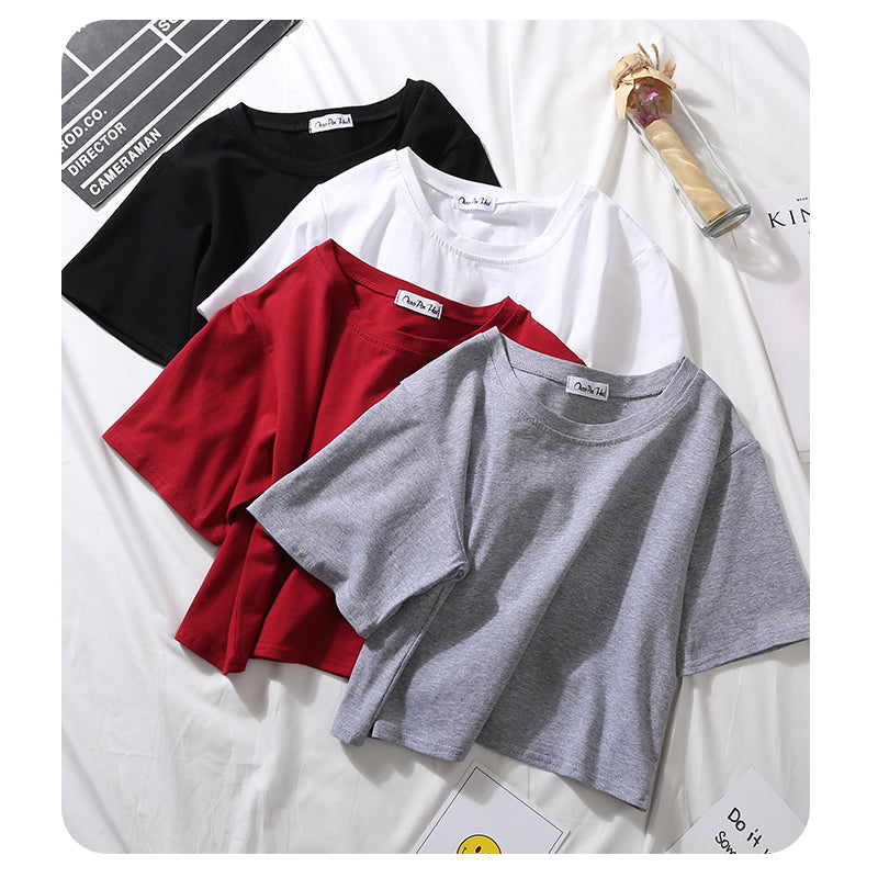 Custom logo Blank High Quality Cropped Streetwear Round Neck Pure Color Screen Print Design Heat Transfers for T-shirts