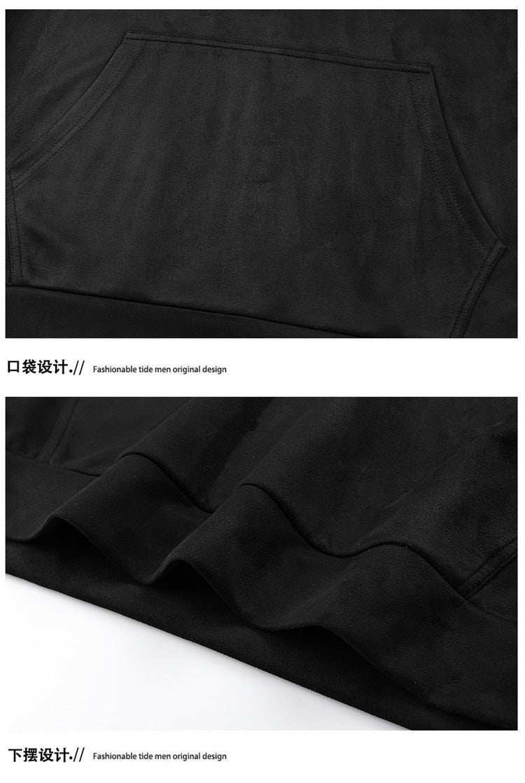 High Quality Manufacturers Drop Shoulder Fleece Custom Logo Streetwear Suede Black Thick Blank Heavyweight Hoodies & Sweatshirts